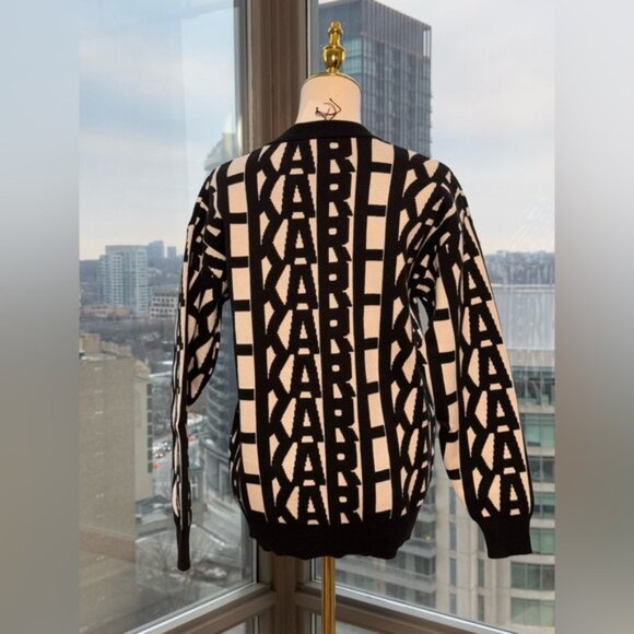 🆕 KARL LAGERFELD 🧿 NWT KARL Logomania Pullover Sweater, Black & White, Sz M - Picture 6 of 12